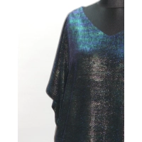 Wieczorowa tunika Oversize z błyszcząca nitką - czarny z zielonym